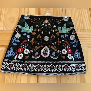 Embroidered Black Mini Skirt by Paper Racine